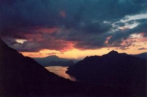 View of Brunnen lake from mountains