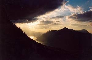 View of Brunnen lake from mountains