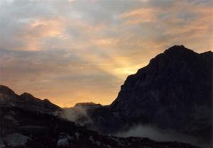 Setting sun behind the Sulzfluh