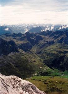 Partnun and mountain range beyond