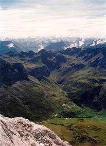 Partnun and mountain range beyond