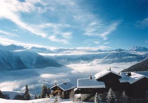 View from Riederalp, clouds in the valley