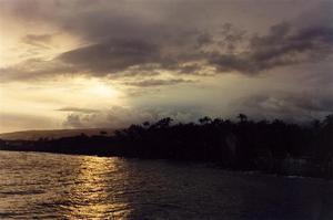 Sunset behind the island