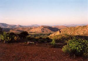 Rocky hills at sunset, R.V.