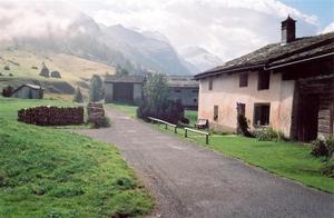 Houses in small village, Engadin, pastel colours