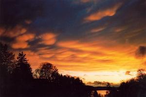 Orange clouds at sunset, Brunnen