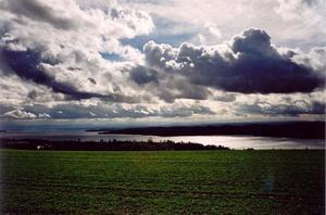 Clouds against light over lake Constanz