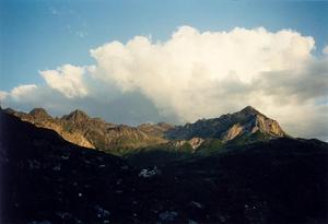 White cloud over mountains above Partnun